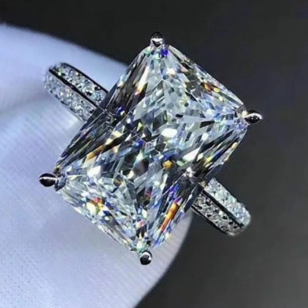 NEW 925 STERLING SILVER LUXURY DIAMOND RING, BEAUTIFUL RING, SHINY RING - Picture 7 of 7